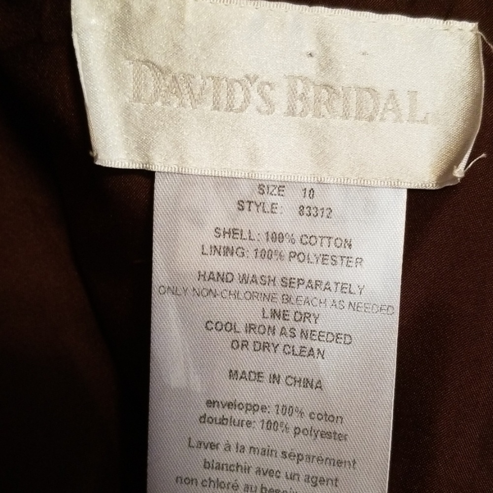 David's Bridal brown strapless dress - Picture 4 of 4